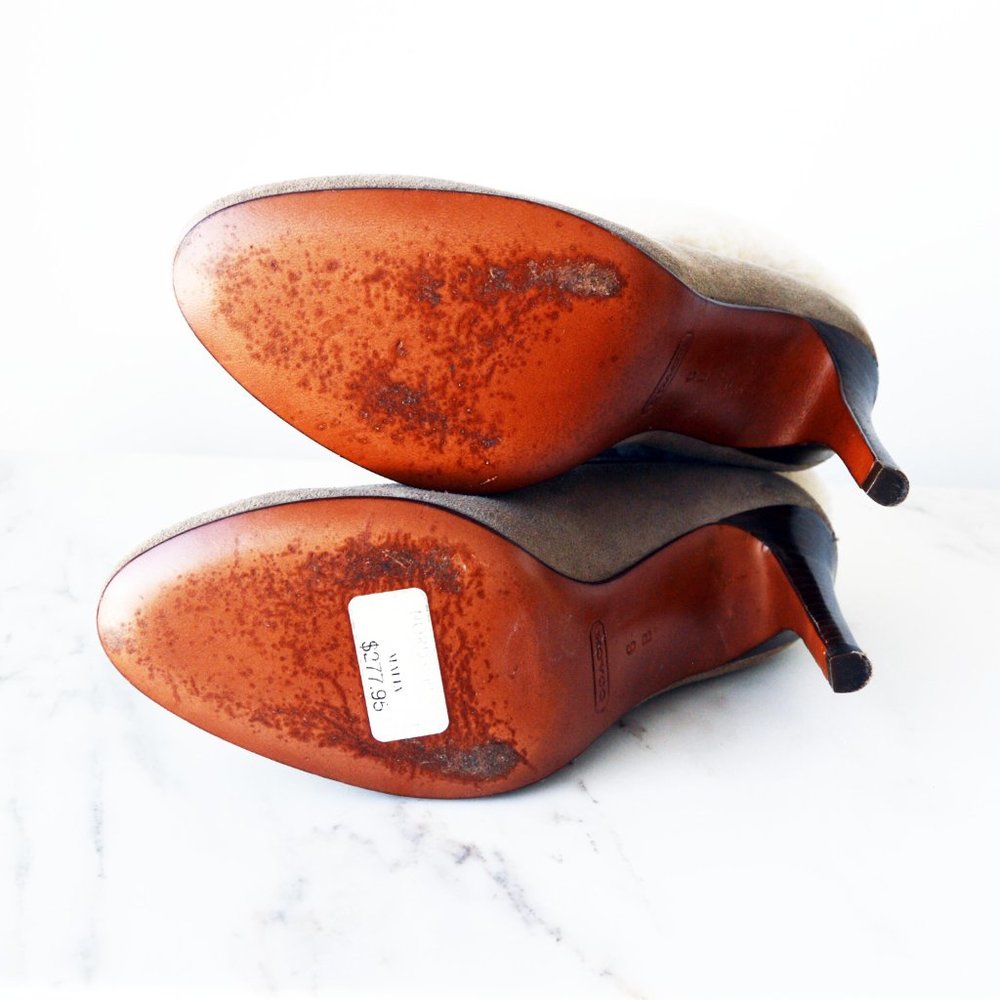 COACH MALIA Tan Fuzzy Heeled Booties. Size 6 - Picture 7 of 7